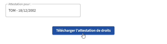 Ameli website with mouse above a button that will download a PDF file.